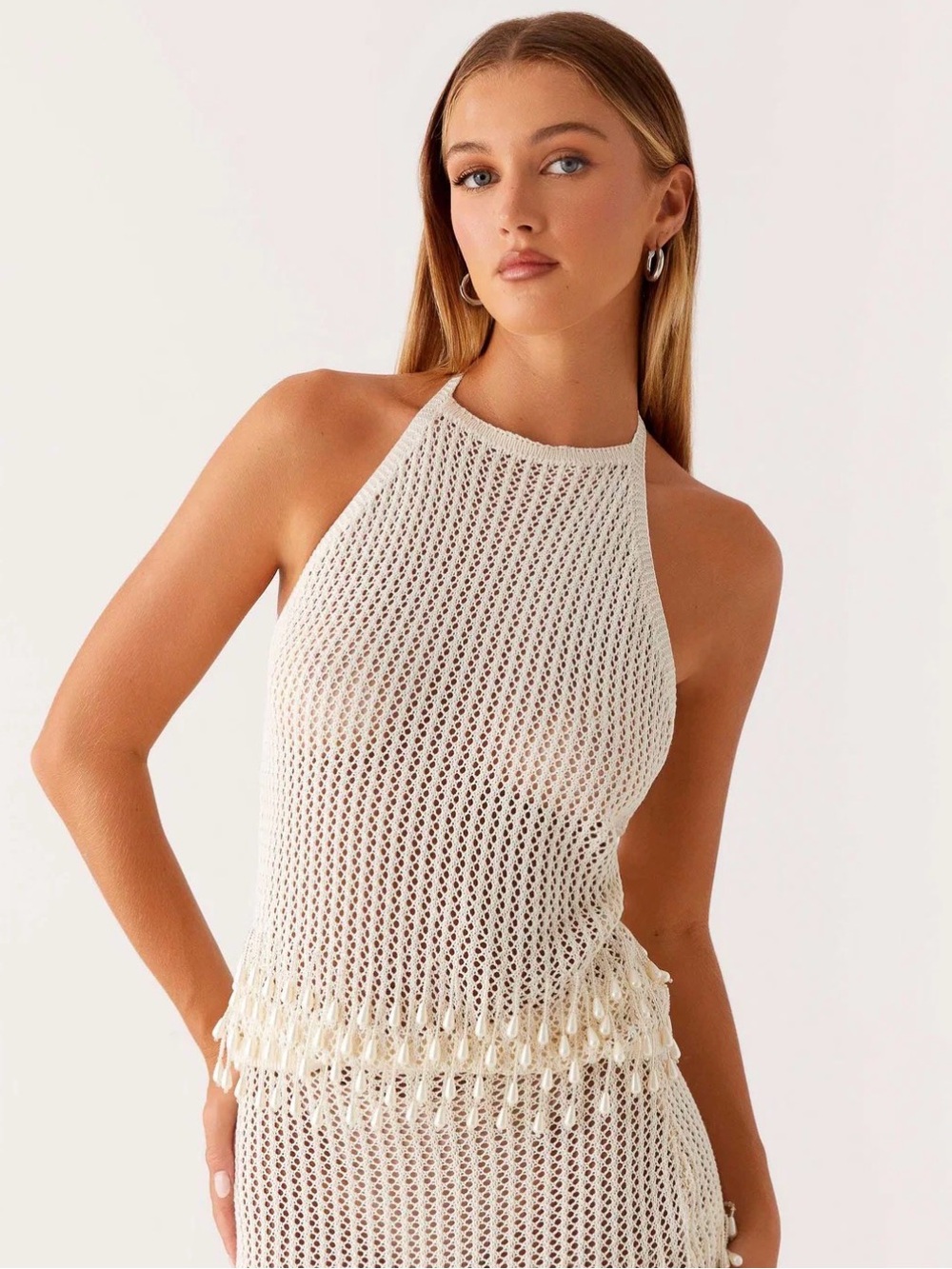 NWT Peppermayo Scorpio Crochet Halter Top in Ivory, Size S/M - Picture 5 of 7